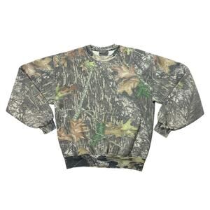 Vtg Jerzees Camo Crewneck Sweatshirt Mens M RealTree Mossy Oak Fade Gorpcore